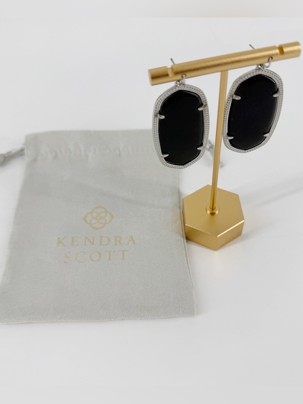 Kendra Scott Elle Drop Earrings Black Silver